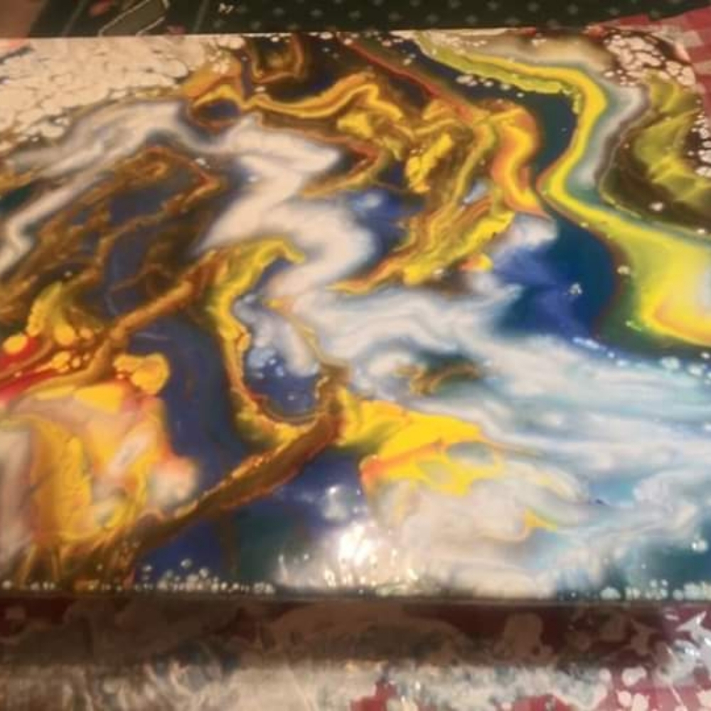 18x20 acrylic pour on stretched canvas